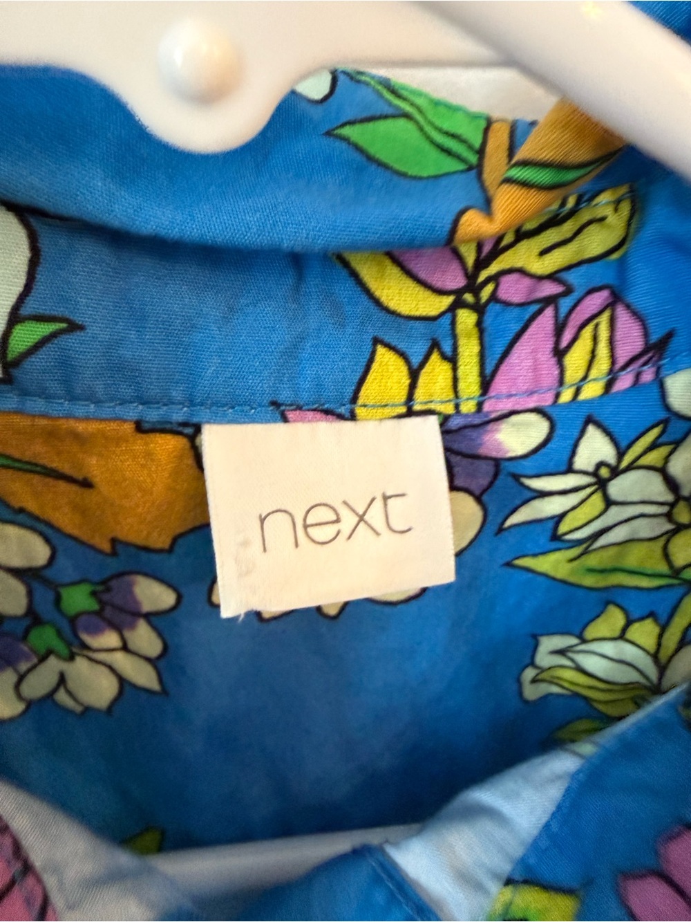 next Bright Blue Floral Button-Front Dress with Tie Belt - Picture 3 of 5
